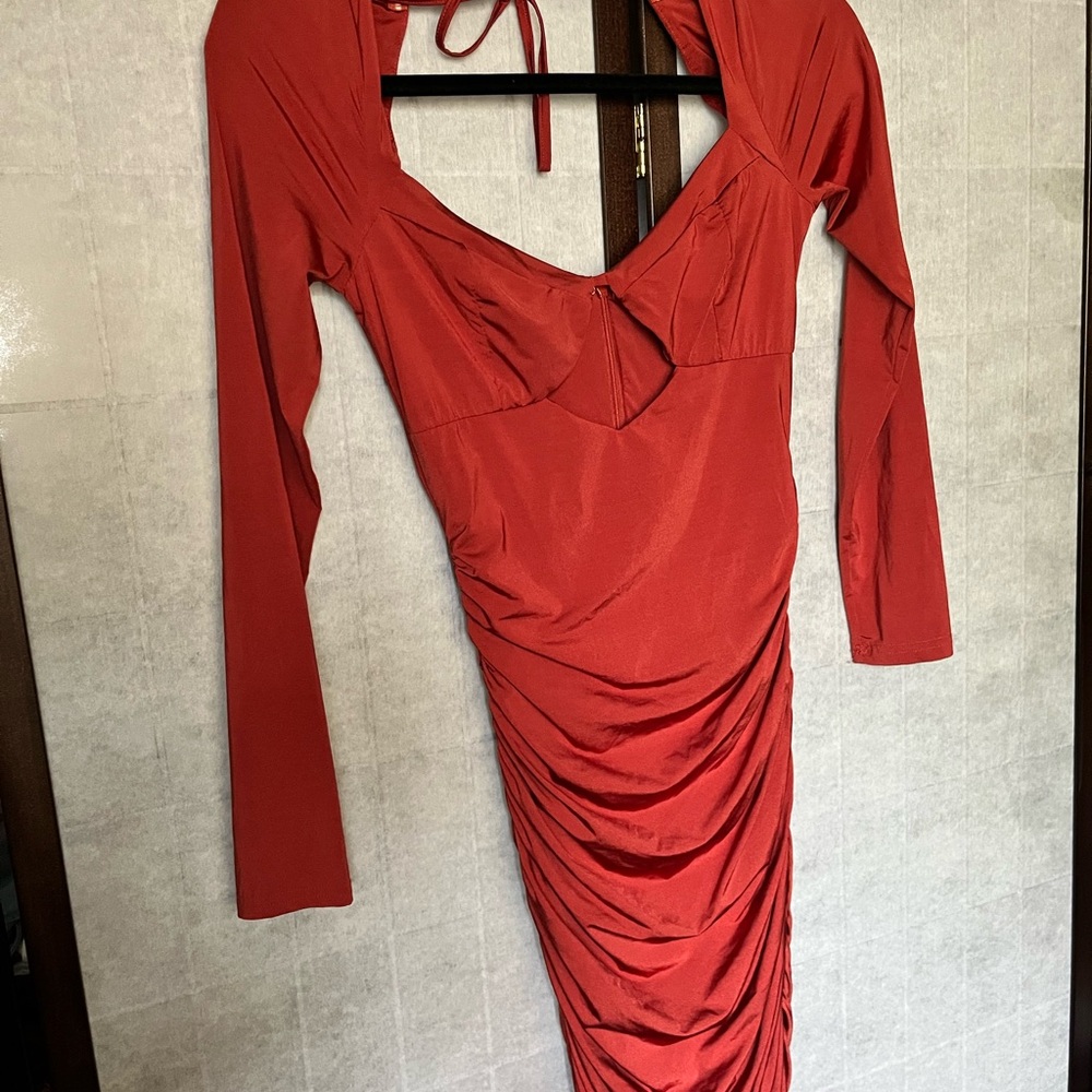 Orange body con dress